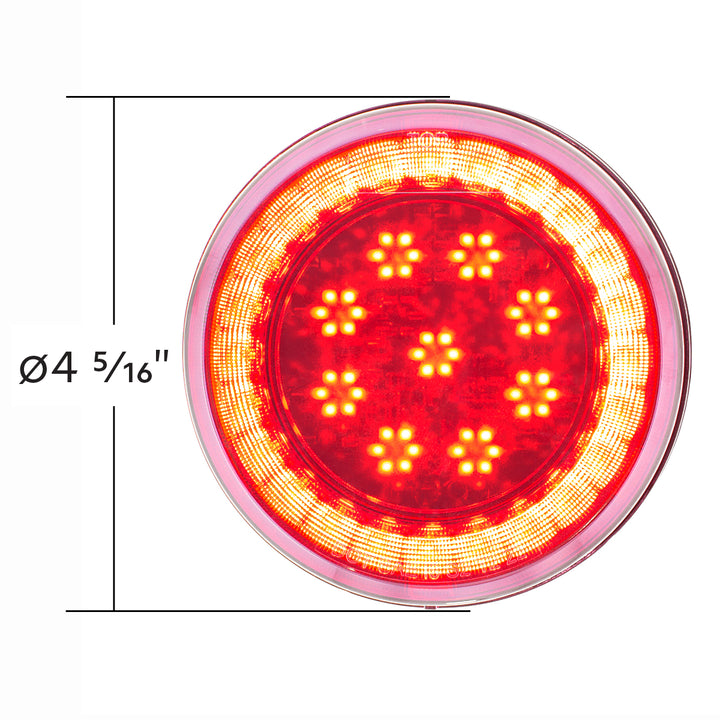 33 LED 4" Round Lumos Light S - Series (Stop, Turn &amp; Tail) - Red LED/Clear Lens