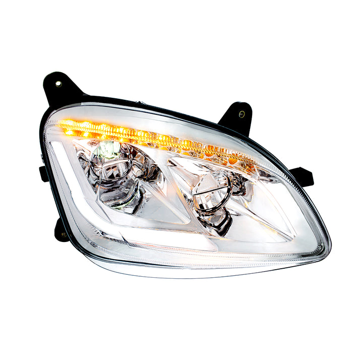 Chrome LED Headlight W/Sequential LED Turn Signal For Peterbilt 579 (2012-21) &amp; 587 (2010-16) - Passenger