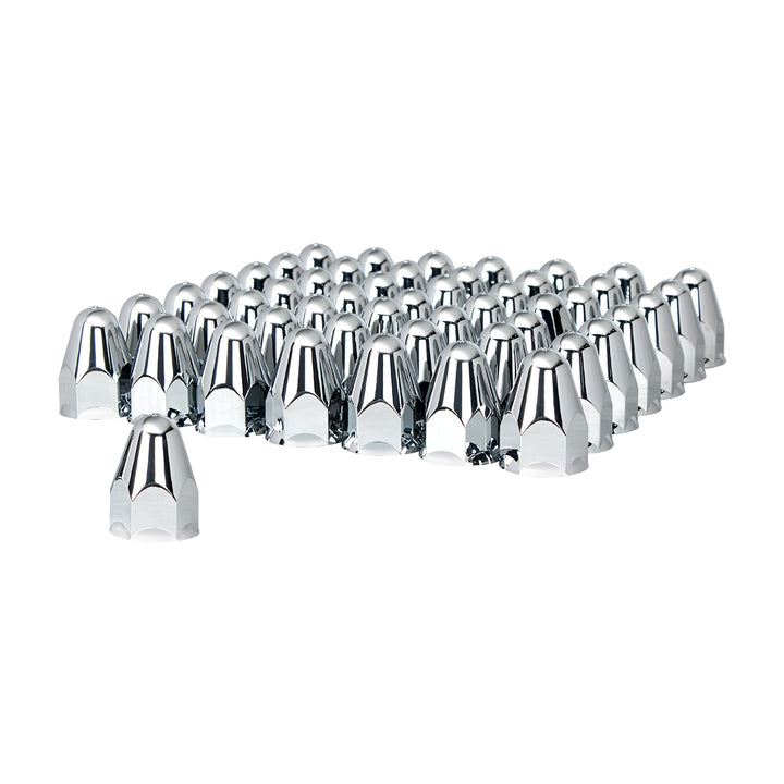 1-1/2" x 2-3/4" Chrome Plastic Bullet Nut Covers - Push-On (60-Pack)