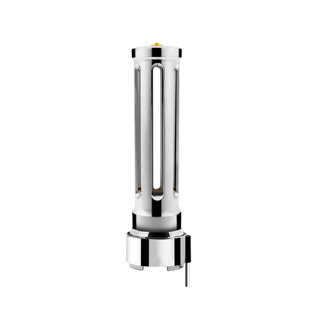 Thread-On Chrome Sonoma Style Gearshift Knob With LED 9/10 Speed Adapter - Amber Crystal/Amber LED