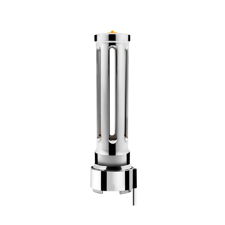 Thread-On Chrome Sonoma Style Gearshift Knob With LED 9/10 Speed Adapter - Amber Crystal/Amber LED