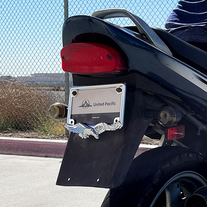 Eagle Motorcycle License Plate Frame - Chrome
