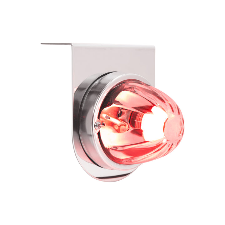 Dual Function Glass Watermelon Light With Stainless Steel Light Bracket Kit With LED Bulb - Red LED/Clear Lens