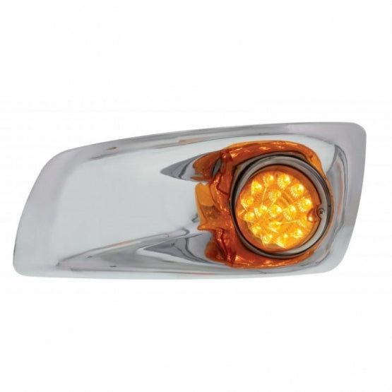 Fog Light Cover With 17 Amber LED Clear Style Reflector Light For 2007-17 KW T660 - Driver - Amber Lens