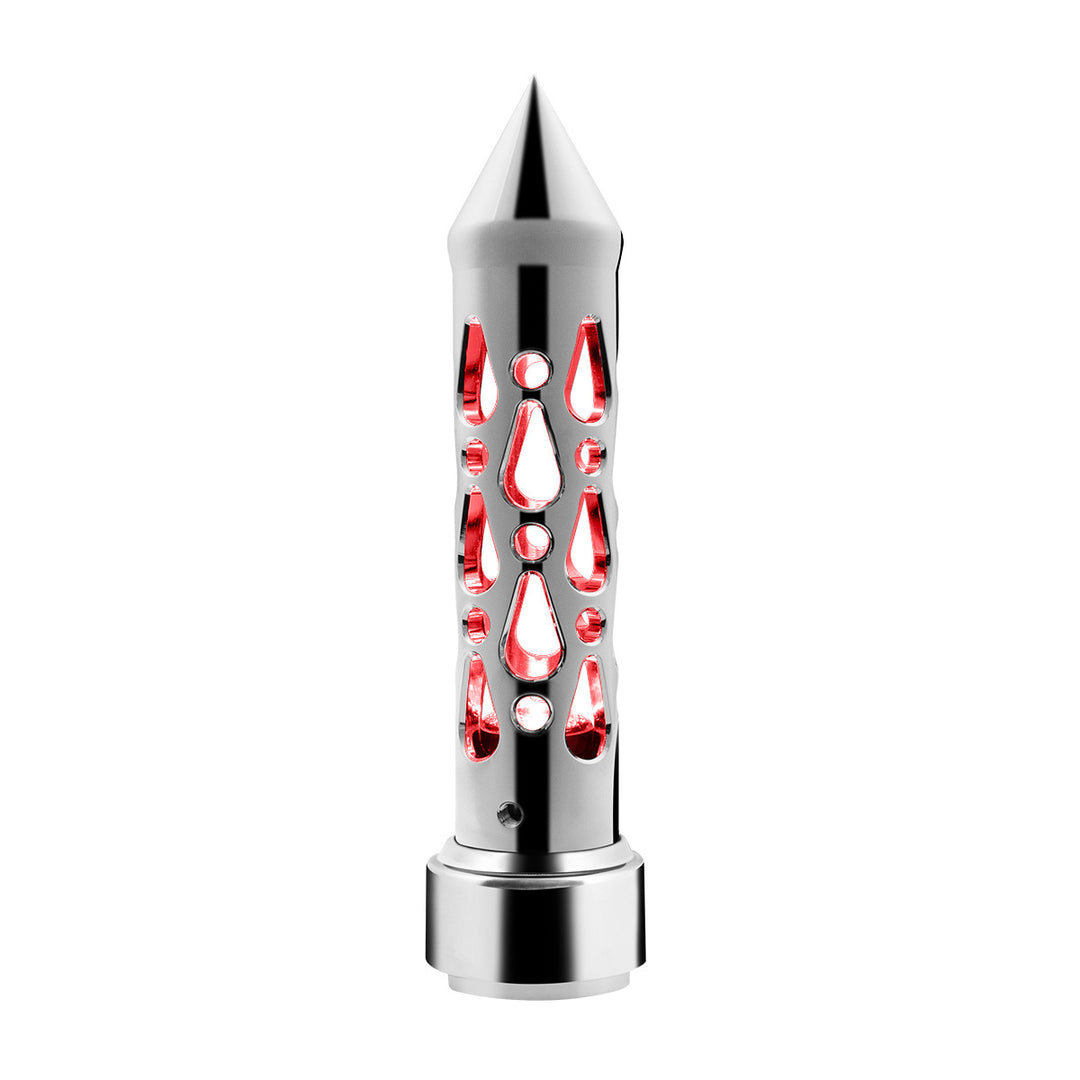 Brooklyn Style Spike Gearshift Knob With LED 9/10 Speed Adapter - Chrome/Red LED