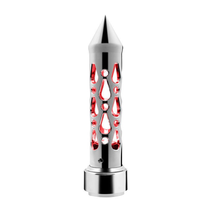Brooklyn Style Spike Gearshift Knob With LED 9/10 Speed Adapter - Chrome/Red LED
