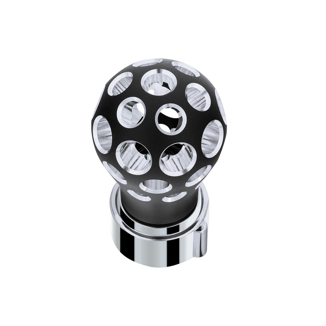 Thread-On Matte Black Phoenix Style Ball Gearshift Knob With LED 9/10 Speed Adapter - Amber LED