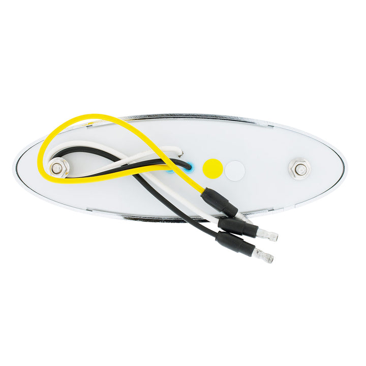 10 LED Oval Double Fury Light With Clear Lens &amp; Chrome Bezel (Clearance/Marker) - Amber &amp; White LED/Clear Lens