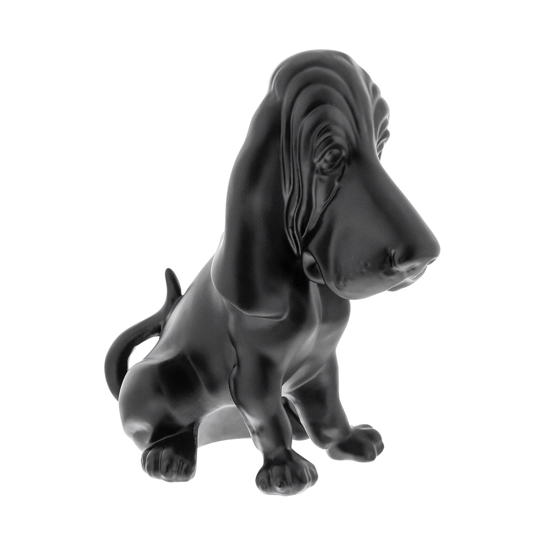 Die-Cast Bassett Hound Hood Ornament - Matte Black