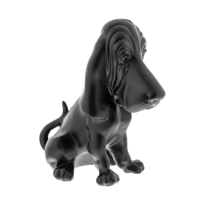 Die-Cast Bassett Hound Hood Ornament - Matte Black