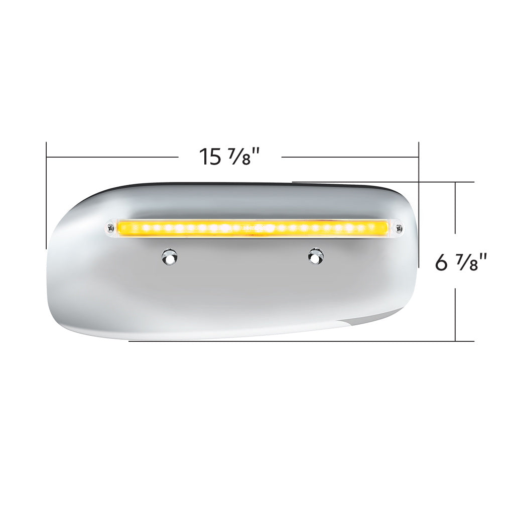 24 LED GloLight Rear Headlight Housing Cover For 2008-2023 Peterbilt 389 (Passenger) - Amber LED/Clear Lens