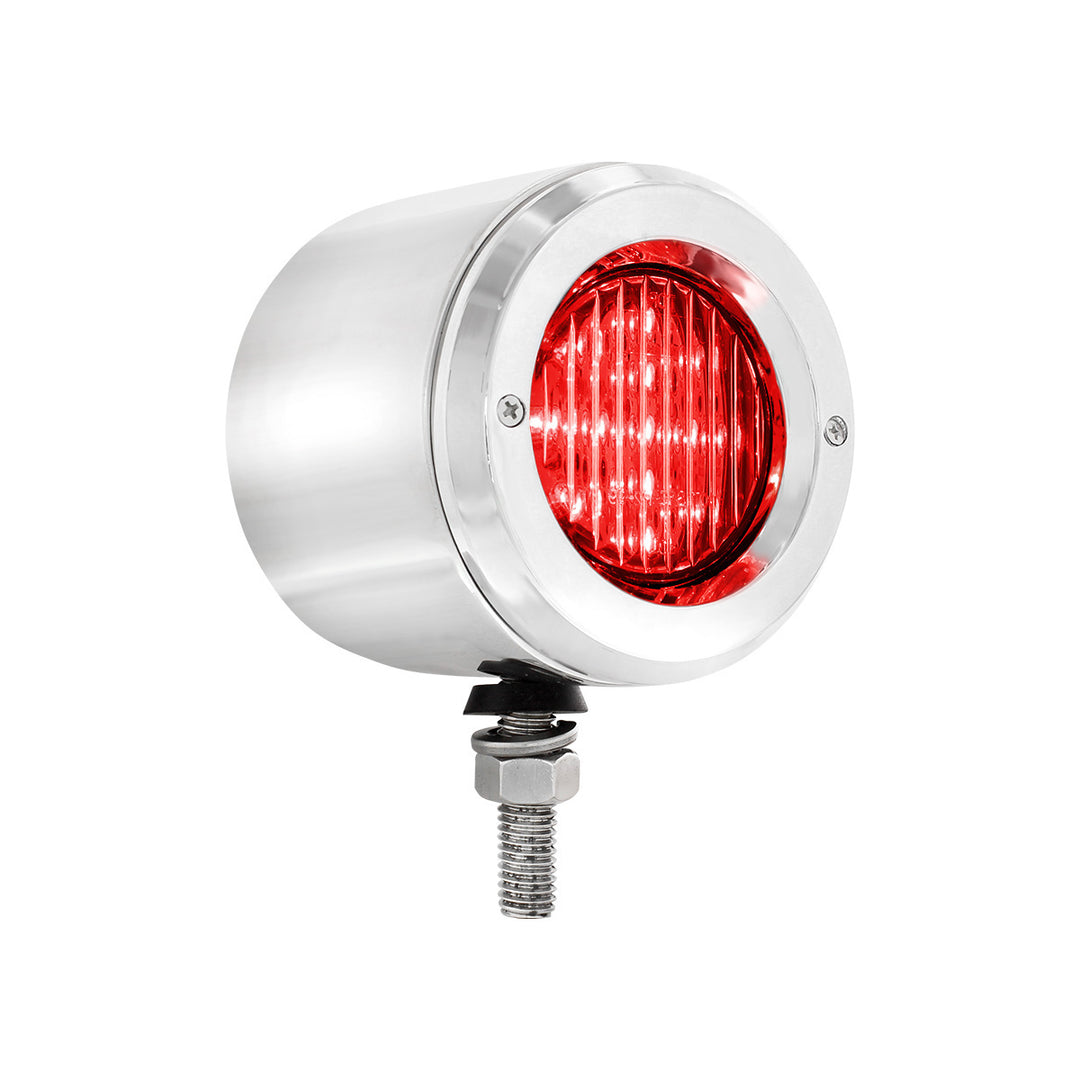 Stainless 2-1/2" Double Face Light With LED Lights &amp; Bezels - Amber &amp; Red LED/Amber &amp; Red Lens