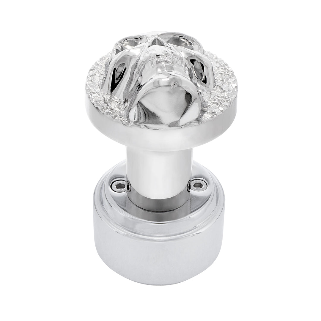 Skull Thread-On Shift Knob &amp; Adapter For Eaton Fuller Style 9/10 Shifter - Chrome