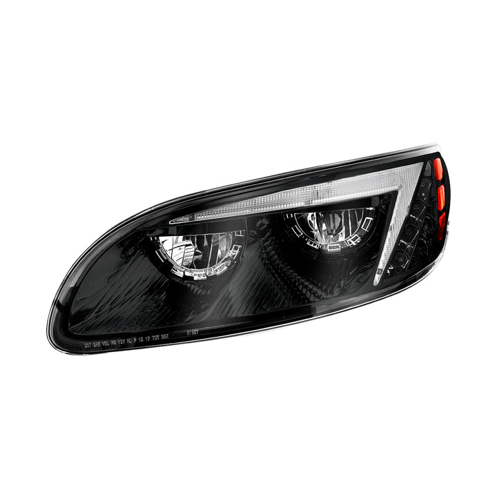 Black LED Headlight For Peterbilt 386 (2005-2015) &amp; 387 (1999-2010) - Driver