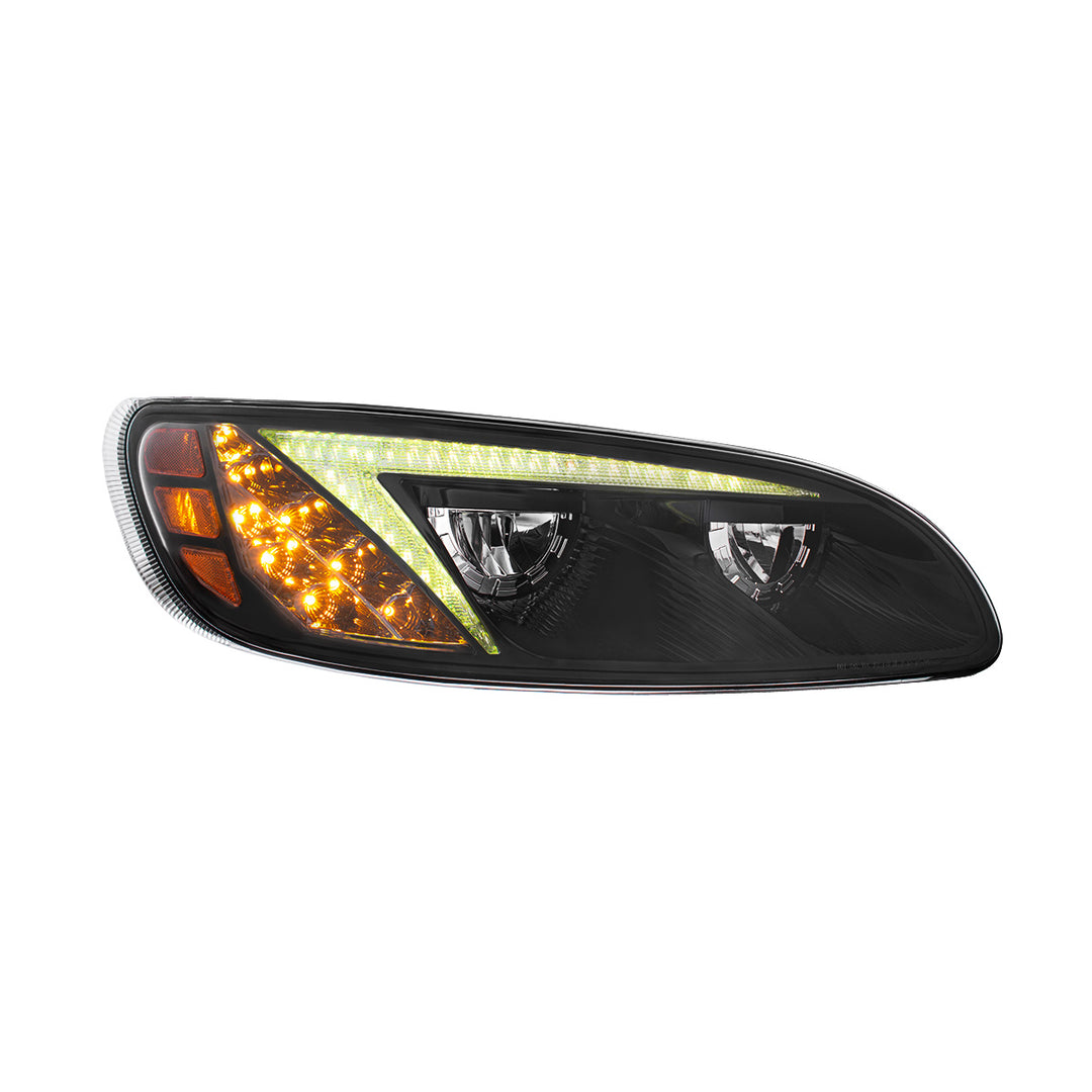 Black LED Headlight With Color Changing Position Light Bar For Peterbilt 386 (2005-2015) &amp; 387 (1999-2010) - Passenger