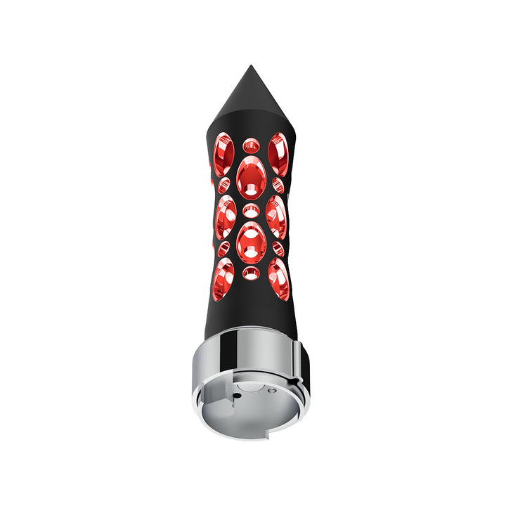 Thread-On Daytona Style Spike Gearshift Knob With LED 9/10 Speed Adapter - Black/Red LED