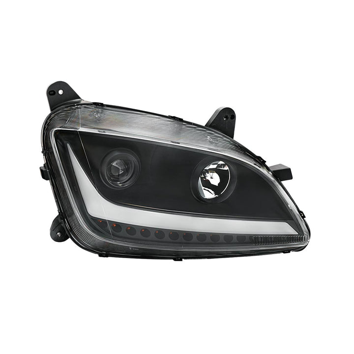 Black Projection Headlight With LED Position &amp; Sequential Signal For 2012-2021 Peterbilt 579 - Passenger