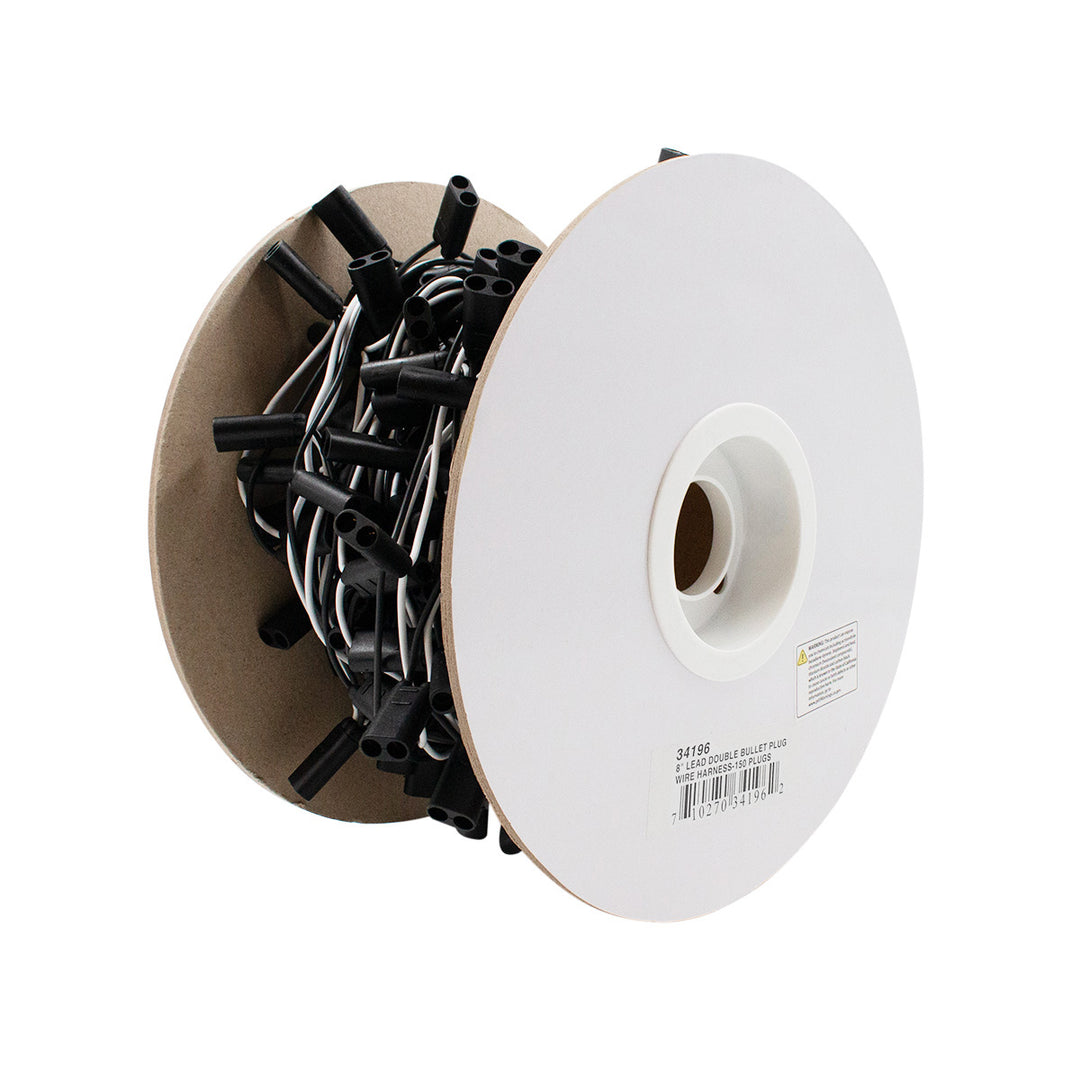 150 Count 2 - Prong Female Bullet Plugs 16G Wire Harness Roll - 100&