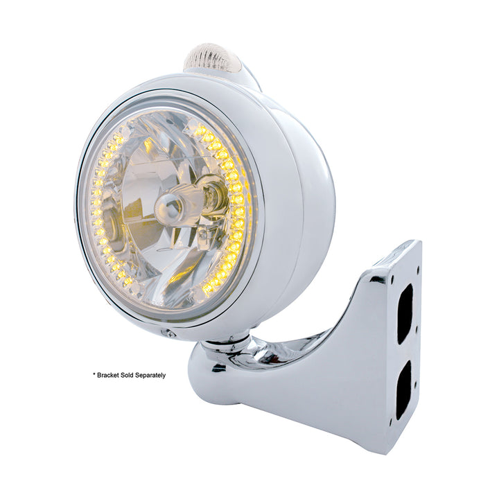Chrome Guide 682-C Headlight H4 With Amber LED &amp; Dual Mode LED Signal - Clear Lens