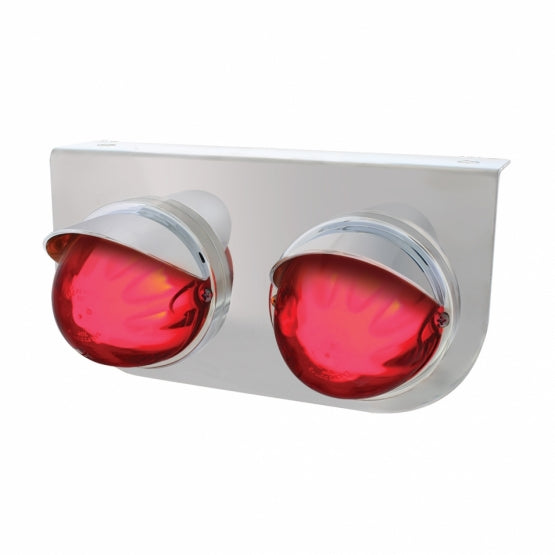 Stainless Steel Light Bracket With 2 x 9 LED Dual Function Watermelon GloLight &amp; Visors - Red LED &amp; Lens
