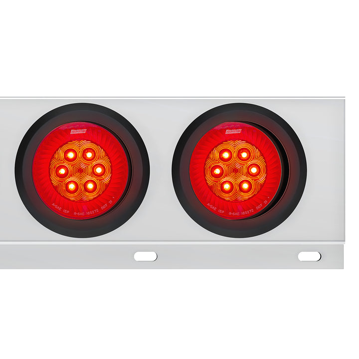 2-1/2" Bolt Pattern Stainless Steel Spring Loaded Bar With 6 x 4" 16 LED Turbine Lights - Red LED/Red Lens (Pair)