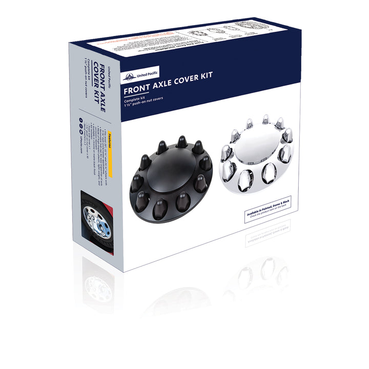 Dome Front Axle Cover With 1-1/2" Push-On Nut Covers - Chrome (Color Box)