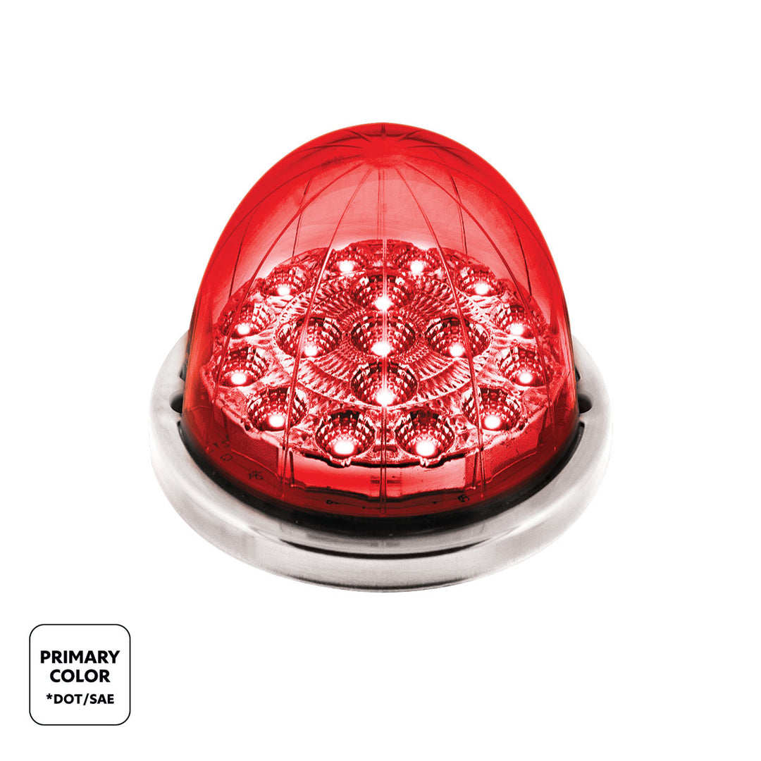 17 LED Watermelon Dual Function Double Fury Light Flush Mount Kit With Low Profile Stainless Steel Bezel - Red &amp; Green LED