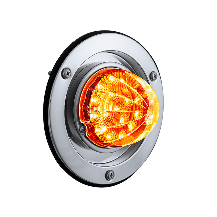 17 LED Dual Function Watermelon Reflector Light Sleeper Bunk Kit With 304 Stainless Steel Bezel - Amber LED/Clear Lens