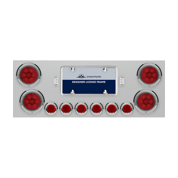 Stainless Steel Rear Center Panel With 4X Red LED 4" Light &amp; 6X Red LED 2" Light &amp; Bezel - Red Lens - Comp. Series