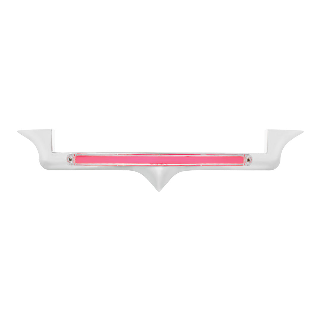Chrome Hood Emblem Trim With 24 LED GloLight Bar For Kenworth - Red LED/Clear Lens