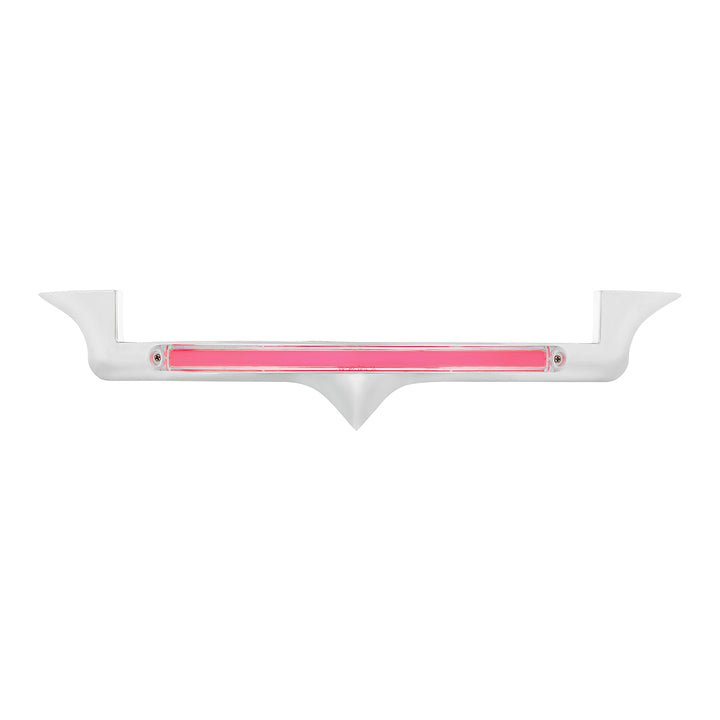 Chrome Hood Emblem Trim With 24 LED GloLight Bar For Kenworth - Red LED/Clear Lens