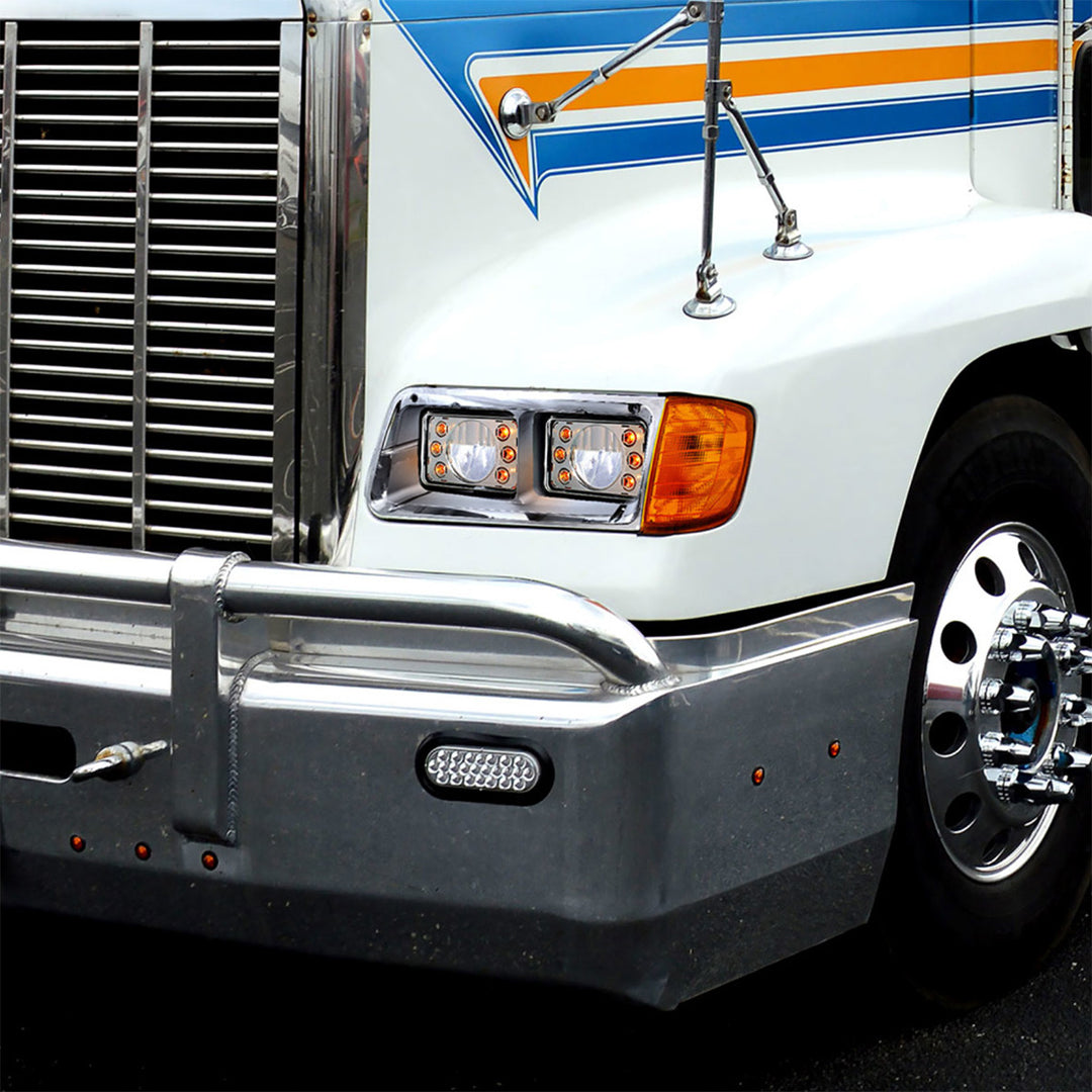 1PC Headlight Bezel With Turn Signal For 1989-2009 Freightliner FLD - Driver