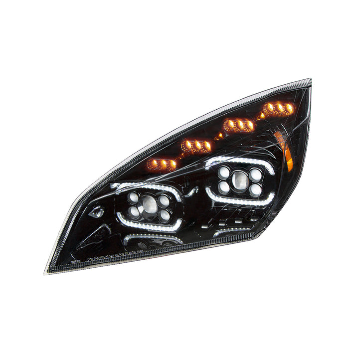 Black 10 LED Projector Headlight With LED Sequential Turn &amp; DRL For 2018-2024 Cascadia - Driver