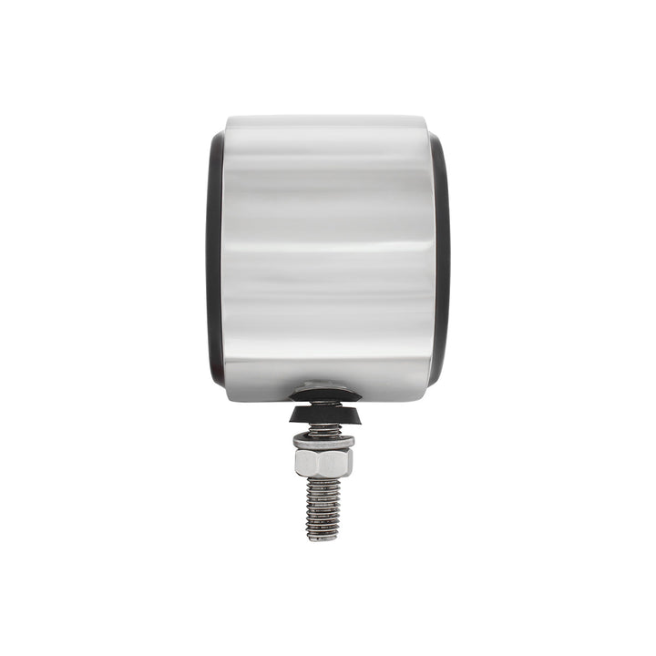 Stainless 2-1/2" Double Face Light With LED Lights &amp; Grommets - Amber &amp; Red LED/Clear Lens