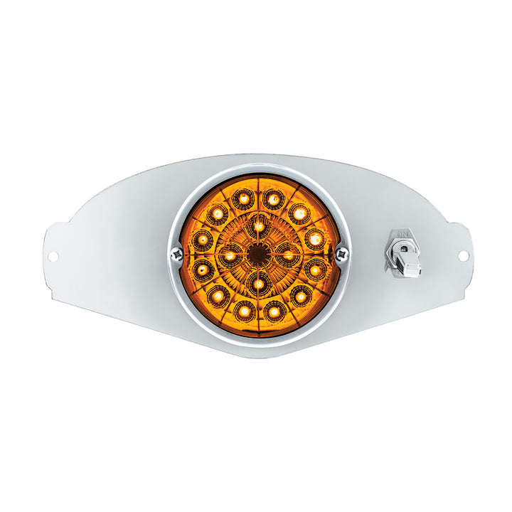 304 Stainless Steel Above Door Dome Light Kit W/ 17 LED Double Fury Watermelon For 2008-2017 FL Cascadia - Amber &amp; Blue LED