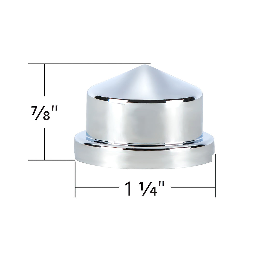 3/4" x 7/8" Chrome Plastic Pointed Nut Covers - Push-On (Color Box of 10)