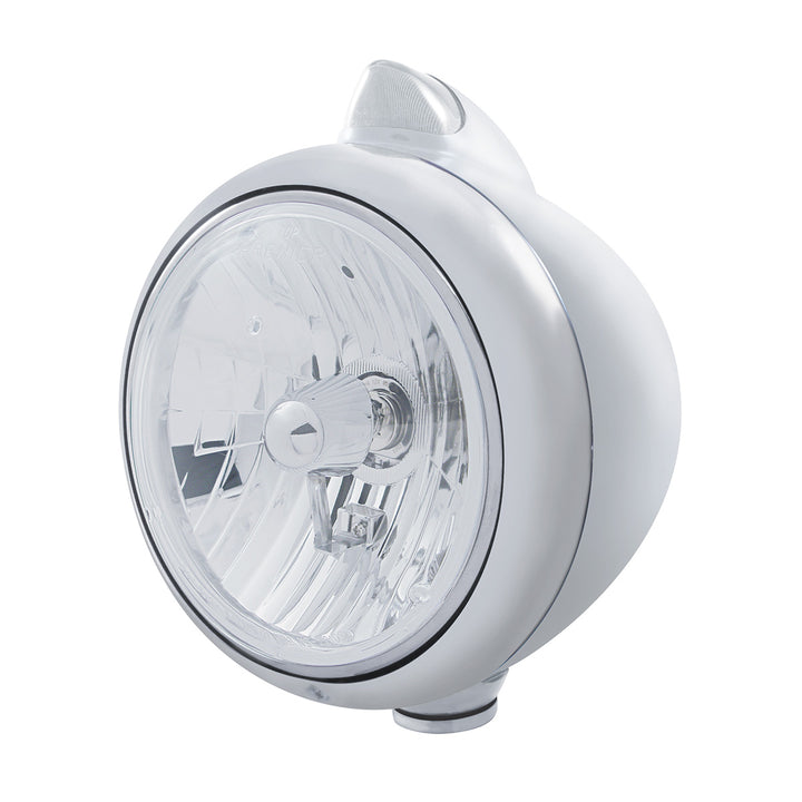 Stainless Steel Guide 682-C Headlight Crystal H4 &amp; Original Style LED Signal - Clear Lens