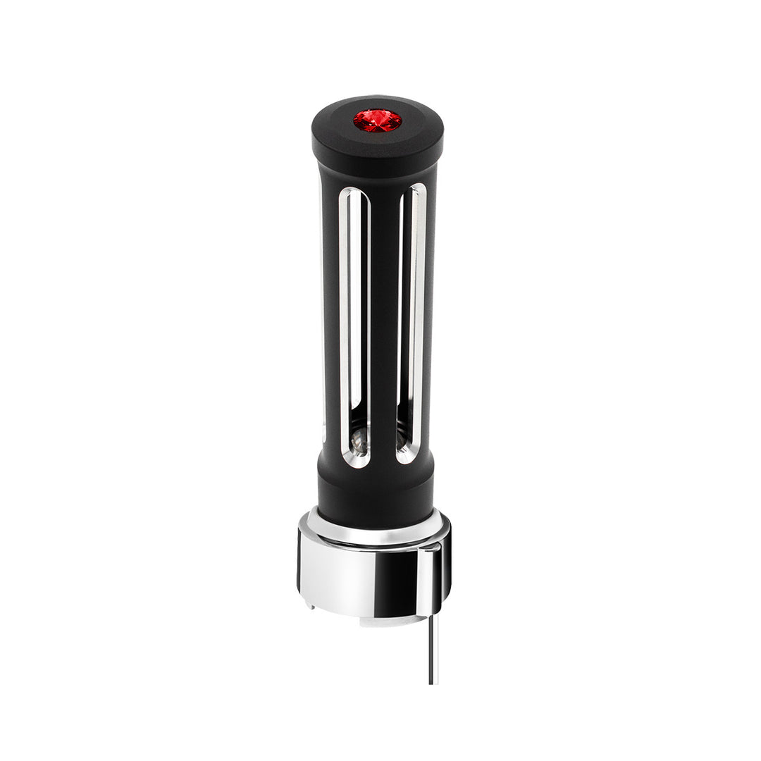 Thread-On Matte Black Sonoma Style Gearshift Knob With LED 9/10 Speed Adapter - Red Crystal/Red LED