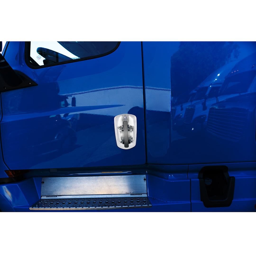 6 LED Chrome Door Handle Cover For 2018-2025 Freightliner Cascadia - Driver, White LED