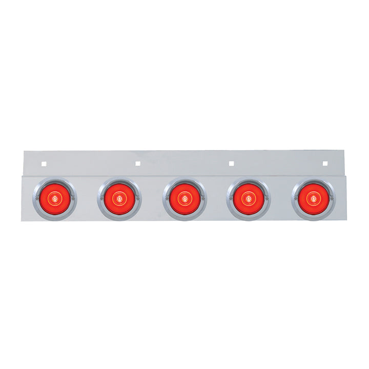 Stainless Top Mud Flap Bracket With 5 x 6 LED 2" GloLight &amp; Visors - Red LED/Red Lens (Each)
