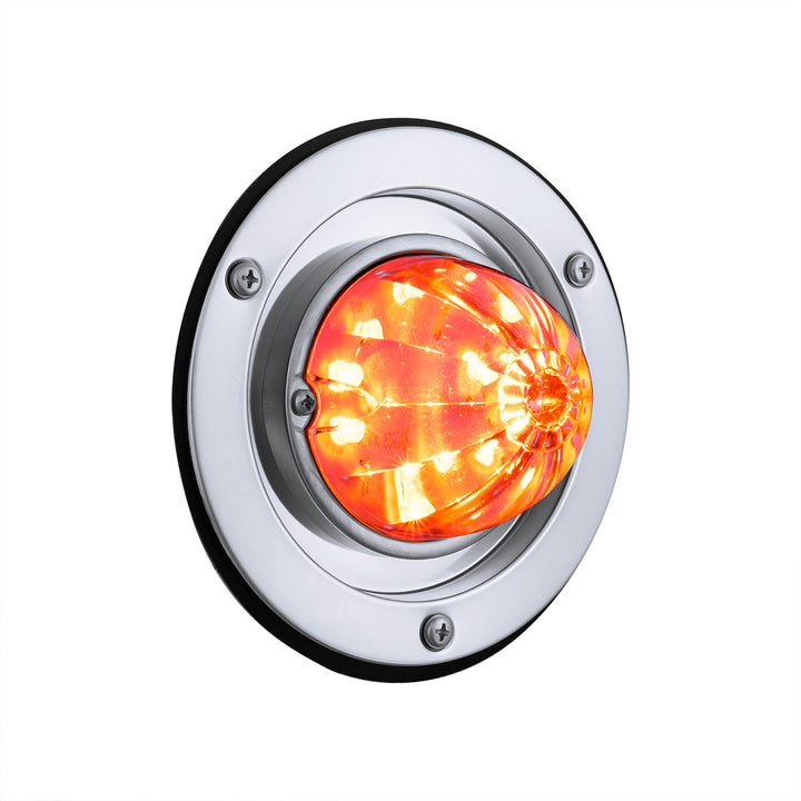 17 LED Dual Function Watermelon Sleeper Bunk Kit With 304 Stainless Steel Bezel - Amber LED/Clear Lens