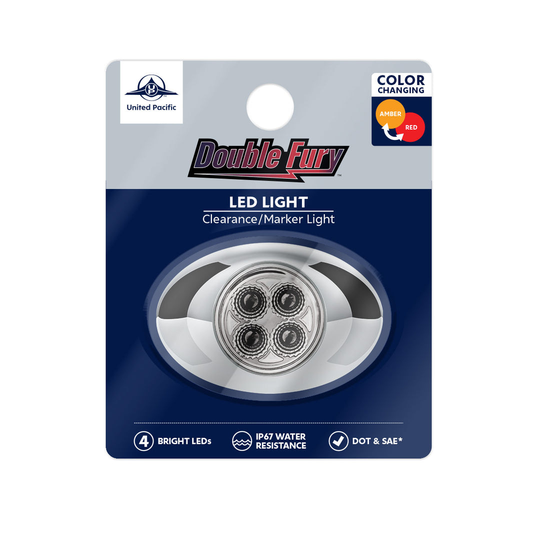 4 LED Double Fury Light (Clearance/Marker) - Amber &amp; Red LED/Clear Lens
