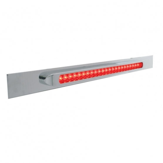 Chrome Top Mud Flap Plate With 23 SMD LED Light Bar &amp; Bezel - Red LED/Red Lens (Each)