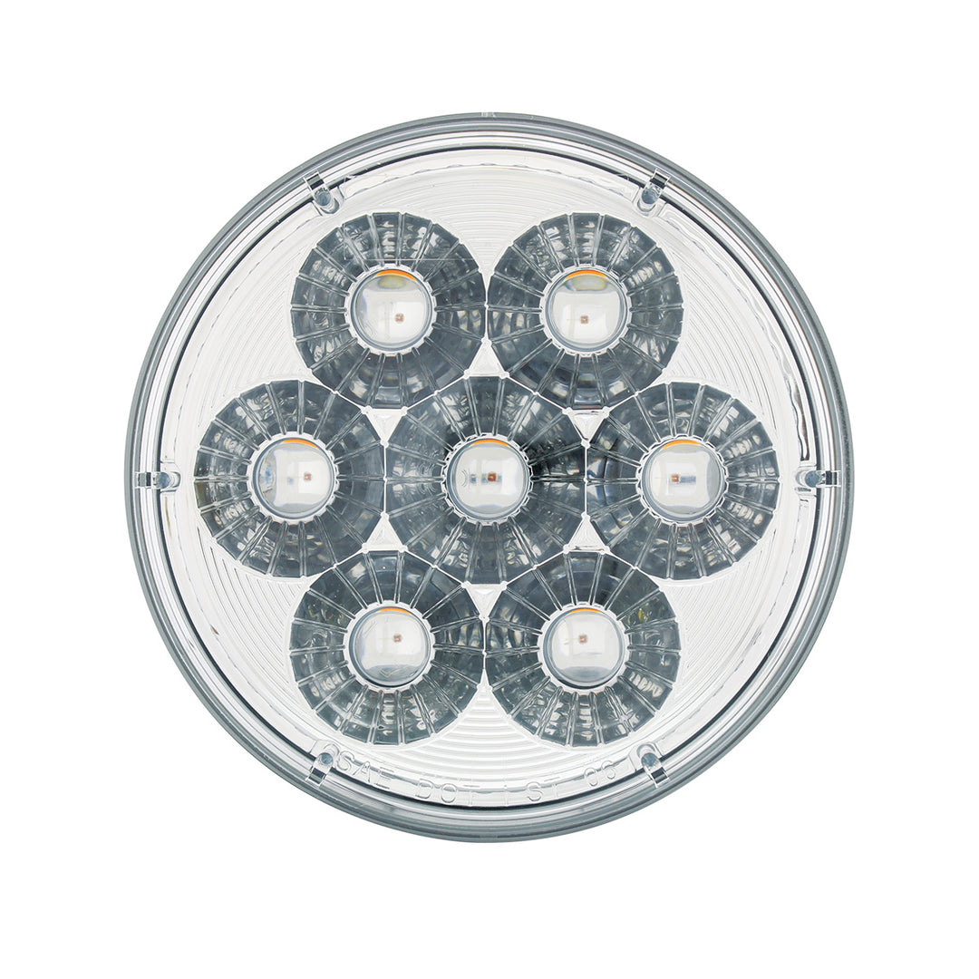 14 LED 4" Round Double Fury Light (Turn Signal) - Amber &amp; Blue LED/Clear Lens
