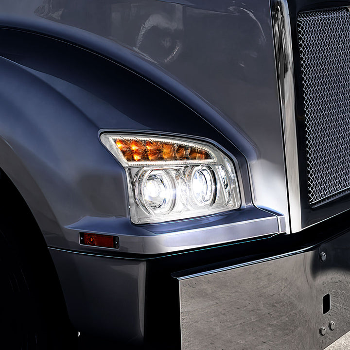 Chrome 11 LED Headlight For 2015-2024 Kenworth T880 - Passenger