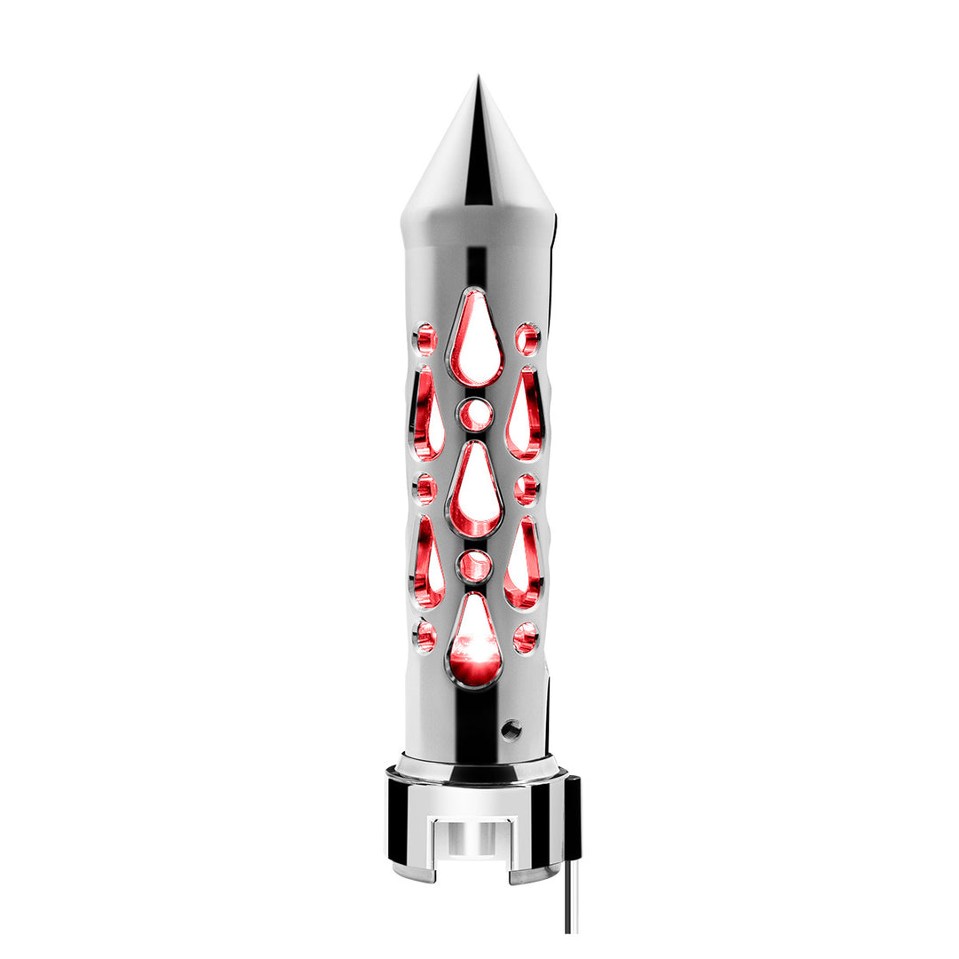 Brooklyn Style Spike Gearshift Knob With LED 13/15/18 Speed Adapter - Chrome/Red LED