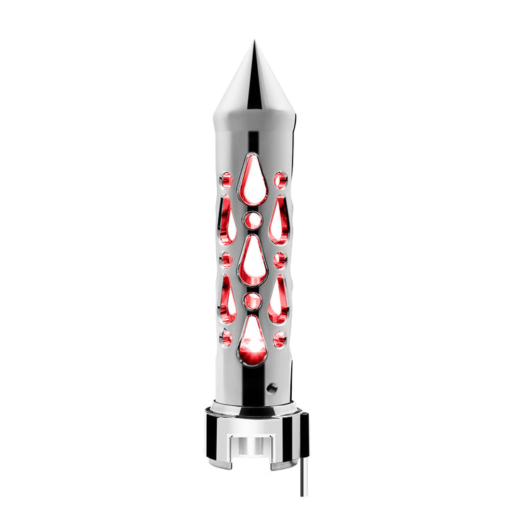 Brooklyn Style Spike Gearshift Knob With LED 13/15/18 Speed Adapter - Chrome/Red LED