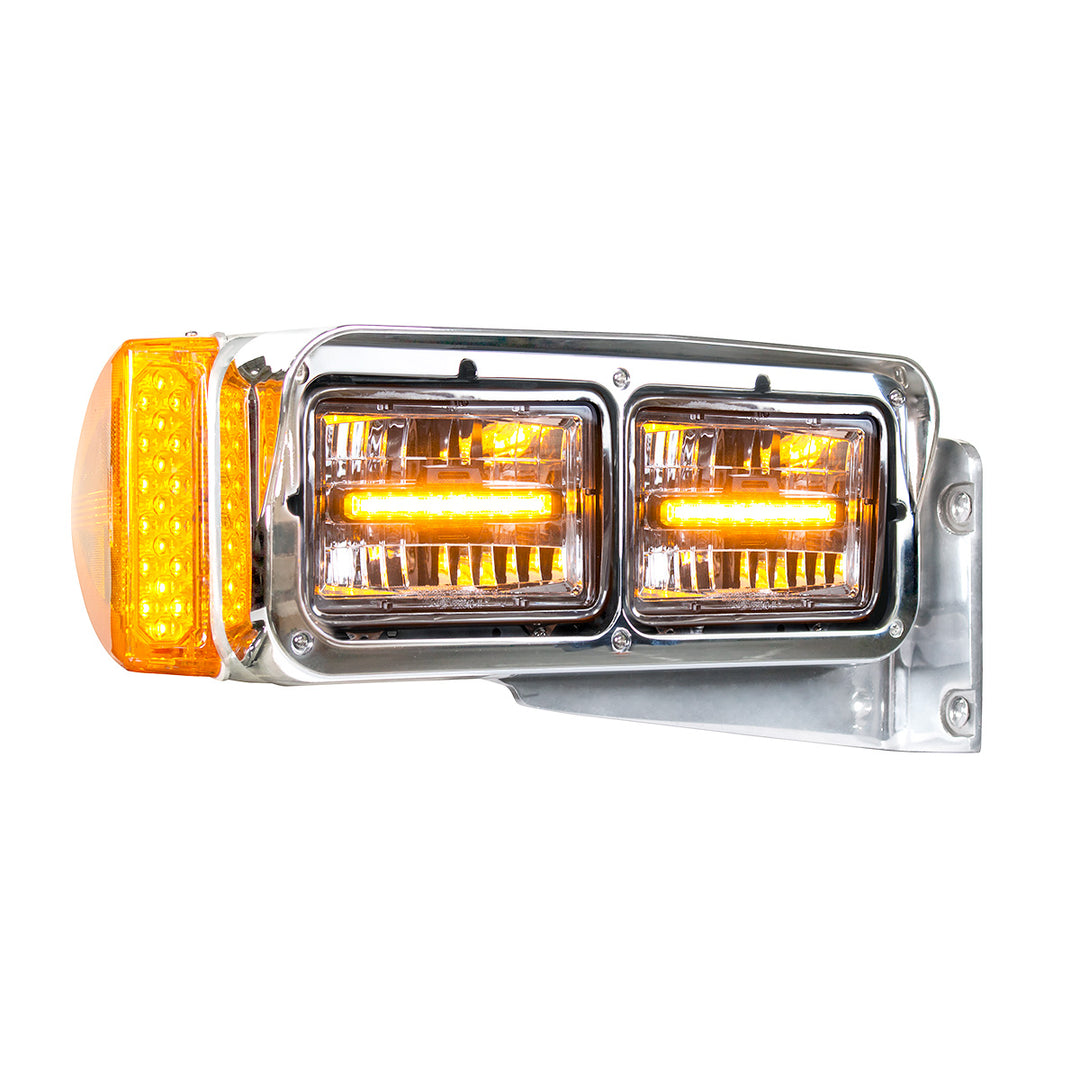 ULTRALIT - 4" x 6" Rectangular LED Headlight With Amber LED Position Light - Low Beam