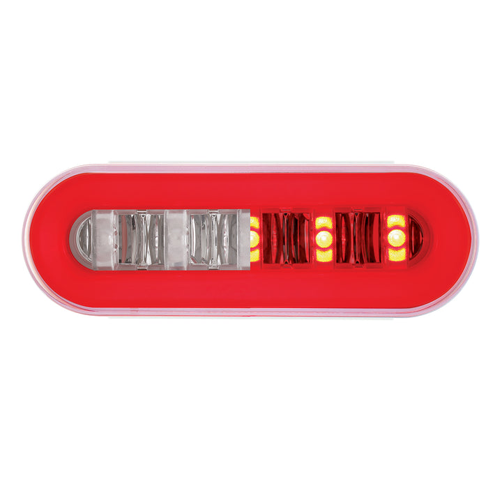22 LED 6" Oval GloLight With Divider Bar Inner Design (Stop, Turn &amp; Tail) - Red LED/Red Insert (Bulk)