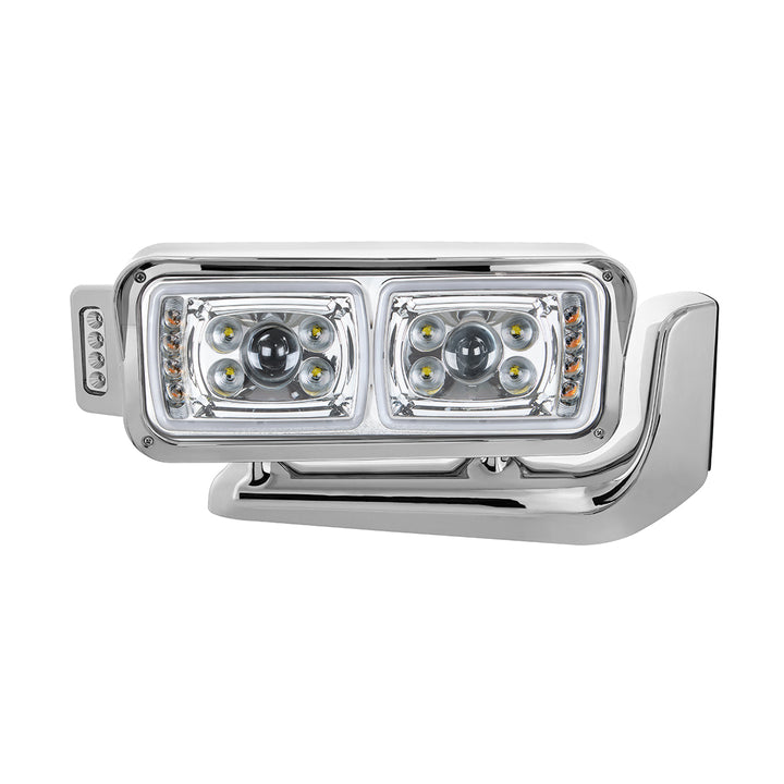 10 High Power LED "Chrome" Projection Headlight Assembly W/Mounting Arm &amp; Turn Signal Side Pod - Passenger Side